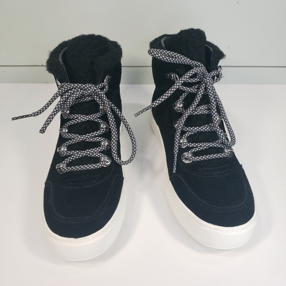 Marc Fisher Summa Women's High Top Sneakers Boots Black Suede Faux Fur New Sz 7 - Picture 3 of 9